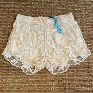 Solitaire Swim Beach Shorts Lace Cream Small